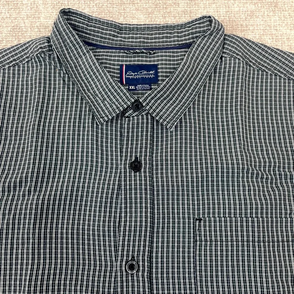 Jack O'Neill Casual Shirt Men 2XL Black Plaid Short Sleeve Classic Fit Button Up